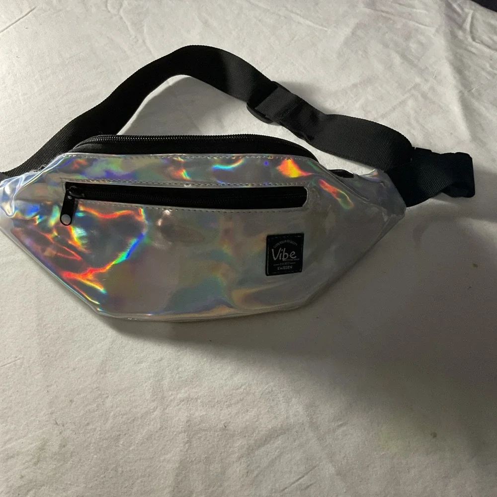 Vibe Fanny Pack for Men Women - Iridescent Silver Bag Purse